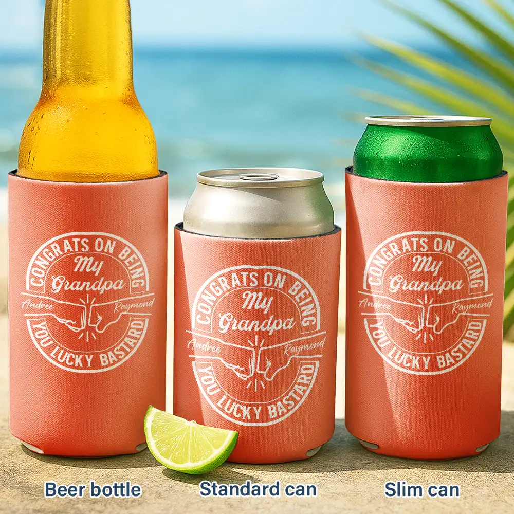 Congrats On Being My Brother Dad Grandpa - Personalized Can Cooler Sleeve - Image 2