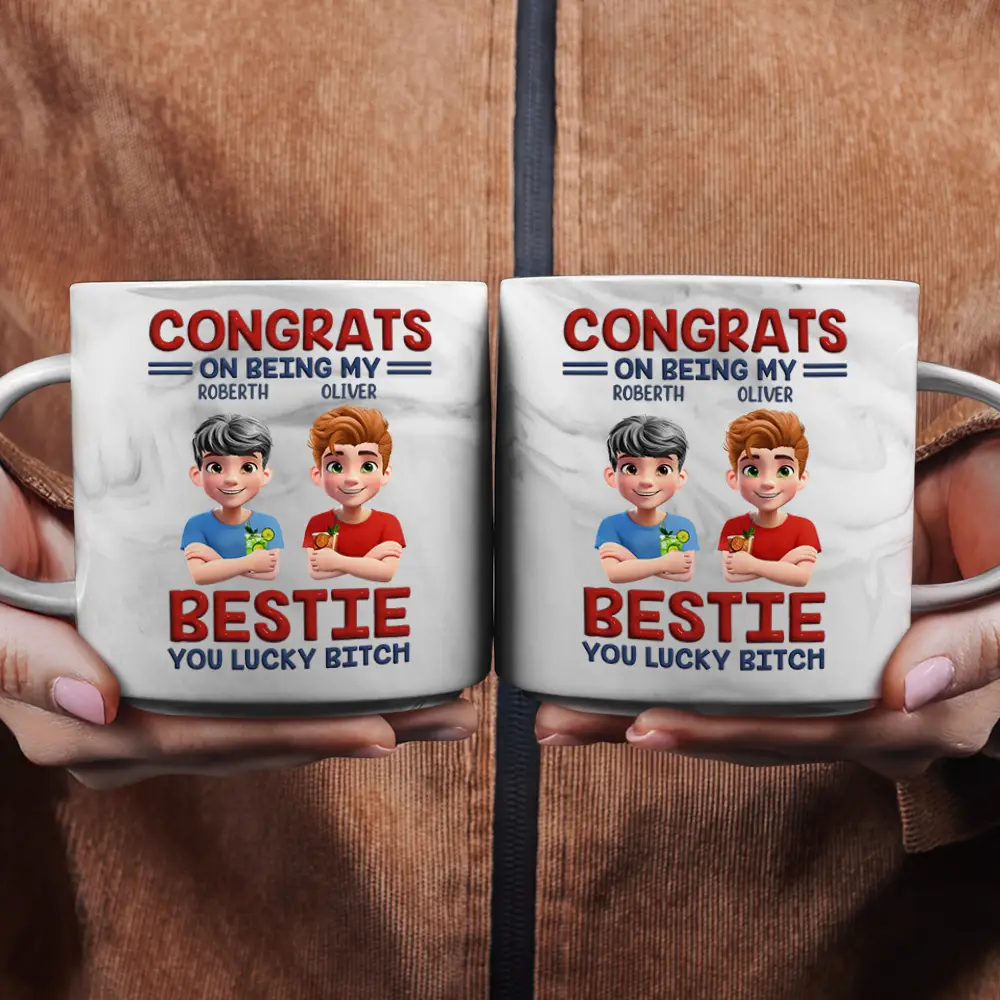 Congrats On Being My Brother Sister Bestie - Personalized Marble Mug - Image 2