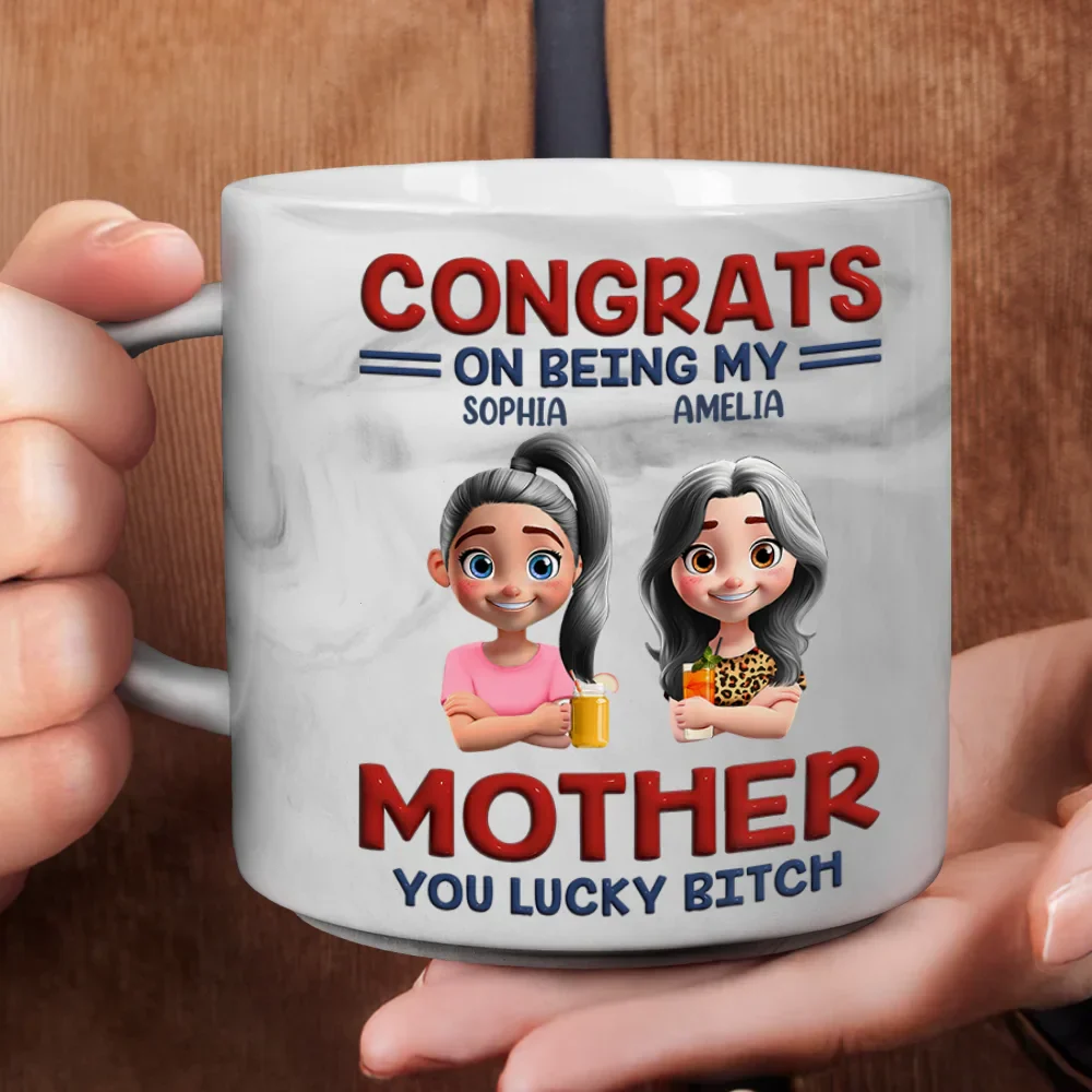 Congrats On Being My Brother Sister Bestie - Personalized Marble Mug - Image 4