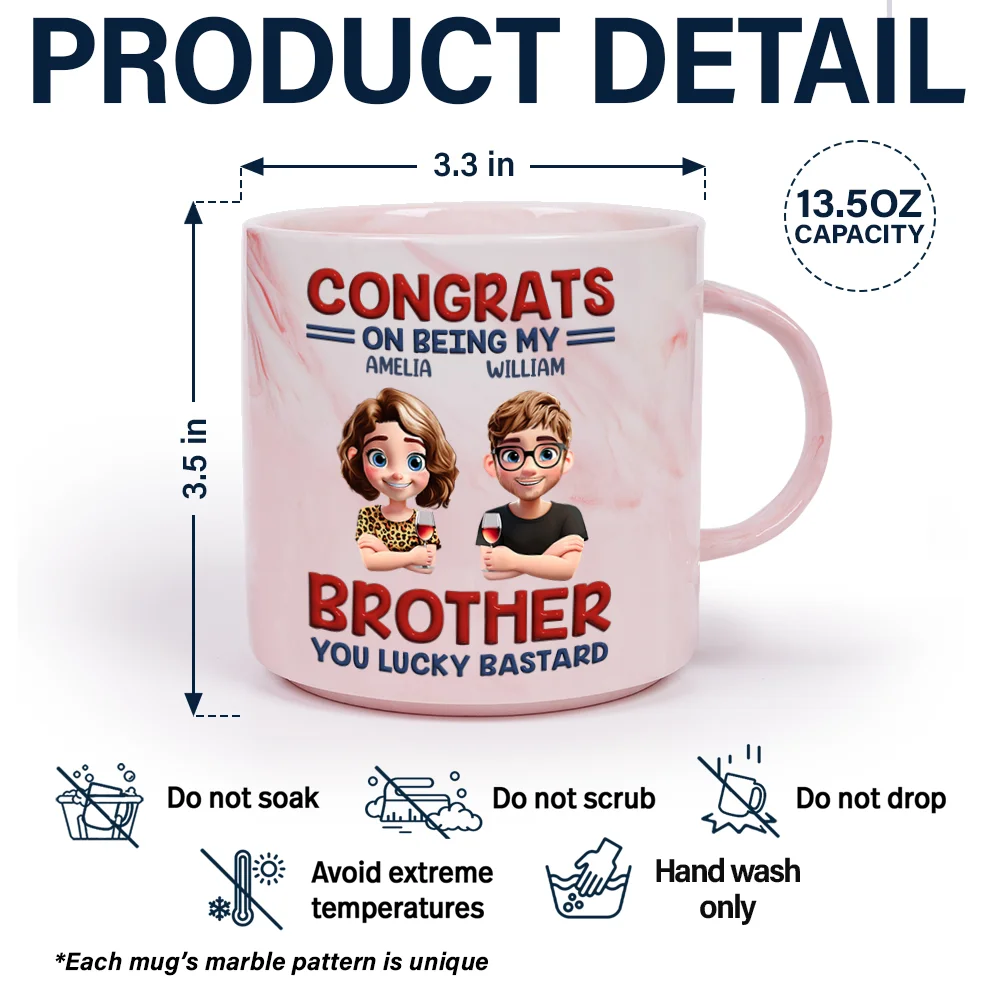 Congrats On Being My Brother Sister Bestie - Personalized Marble Mug - Image 5
