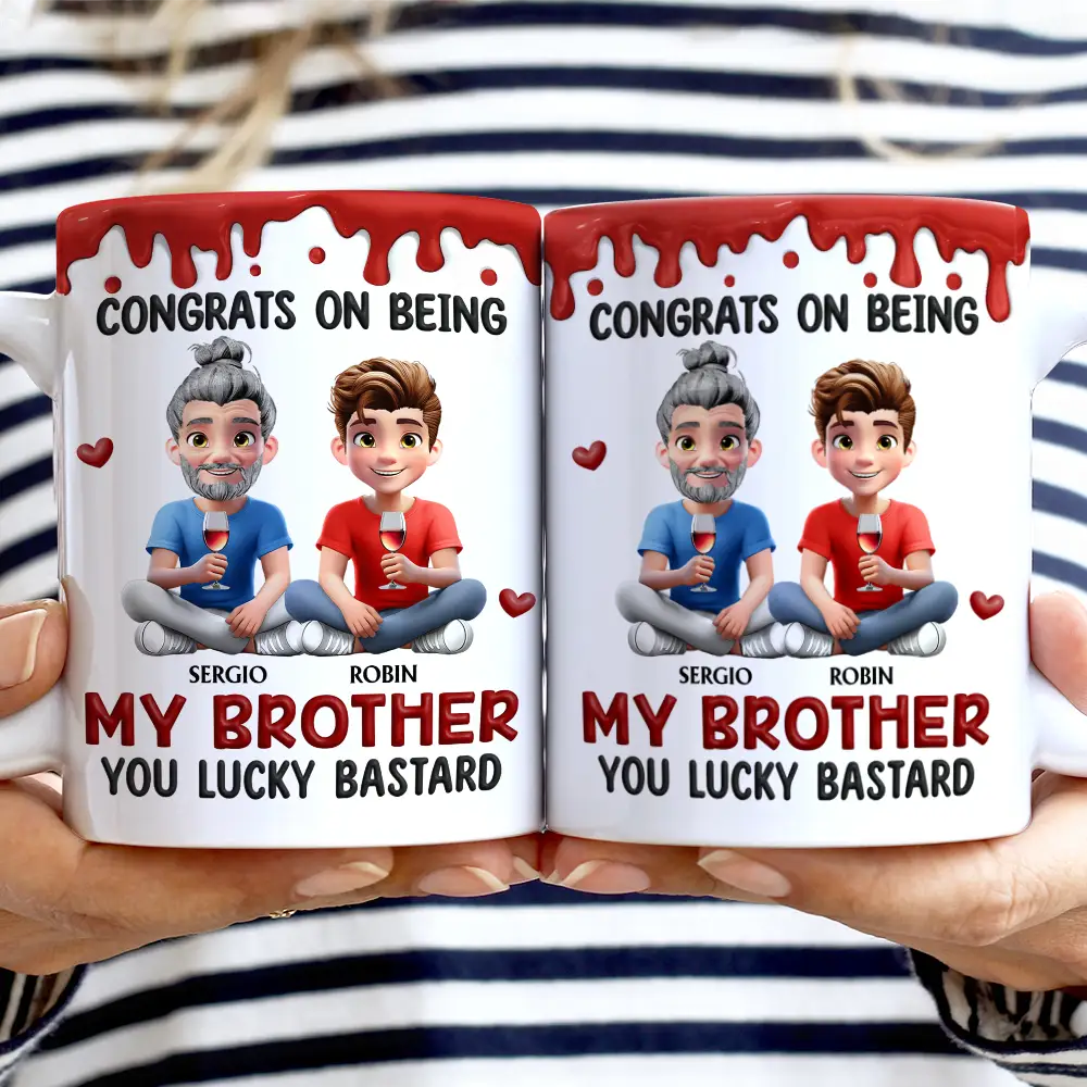 Congrats On Being My Brother Sister - Personalized White Edge-to-Edge Mug - Image 2