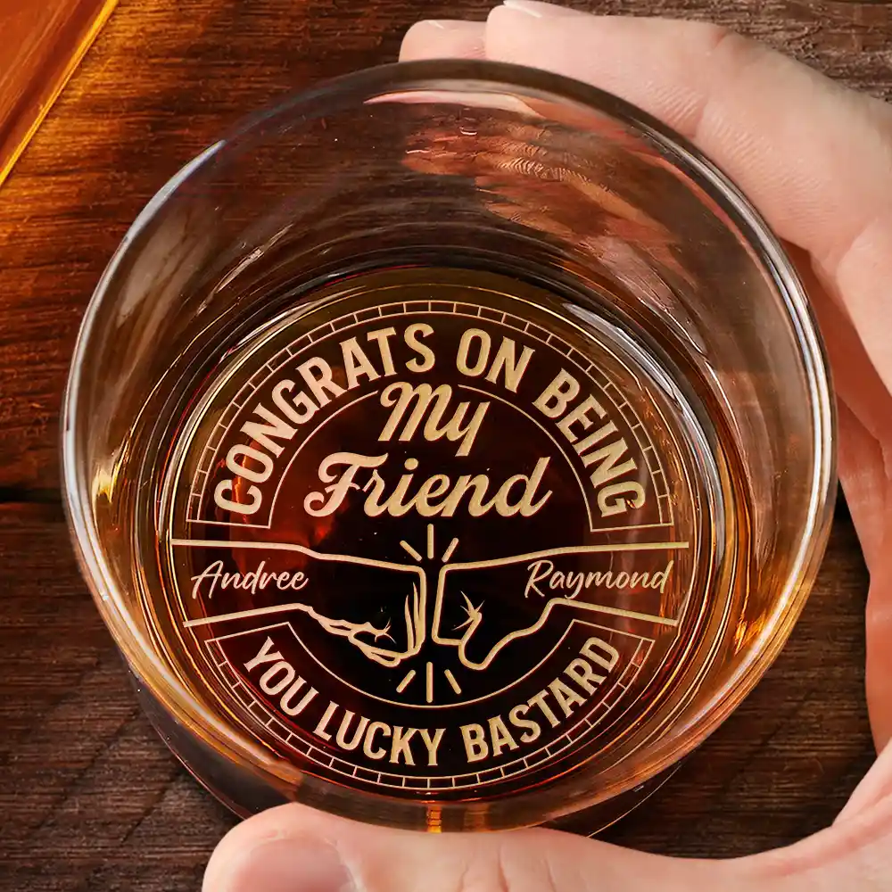 Congrats On Being My Brother You Lucky Man - Personalized Engraved Whiskey Glass - Image 2