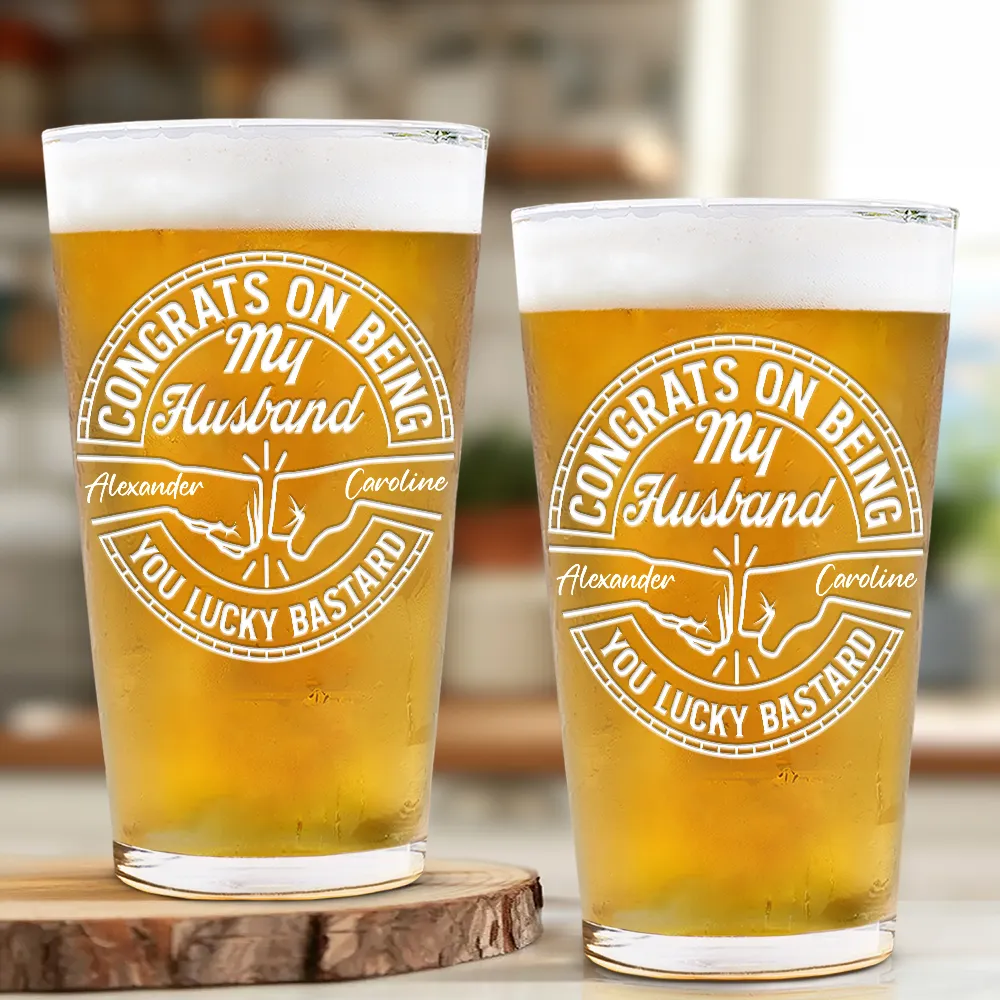 Congrats On Being My Brother You Lucky Man - Personalized Beer Glass - Image 2