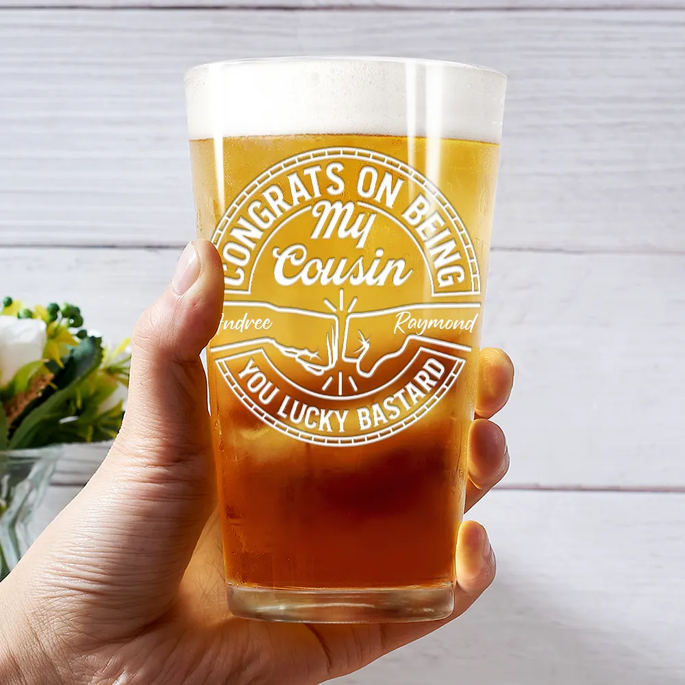 Congrats On Being My Brother You Lucky Man - Personalized Beer Glass - Image 3