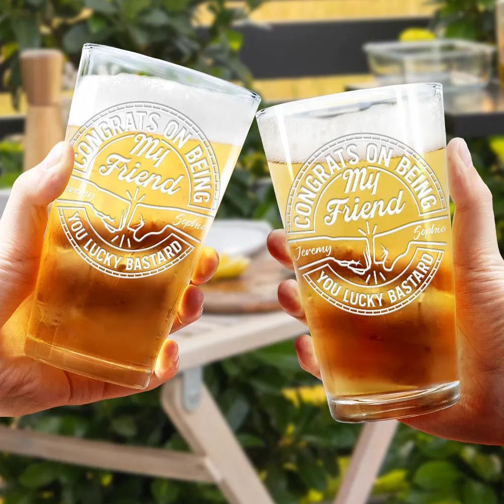 Congrats On Being My Brother You Lucky Man - Personalized Beer Glass - Image 4