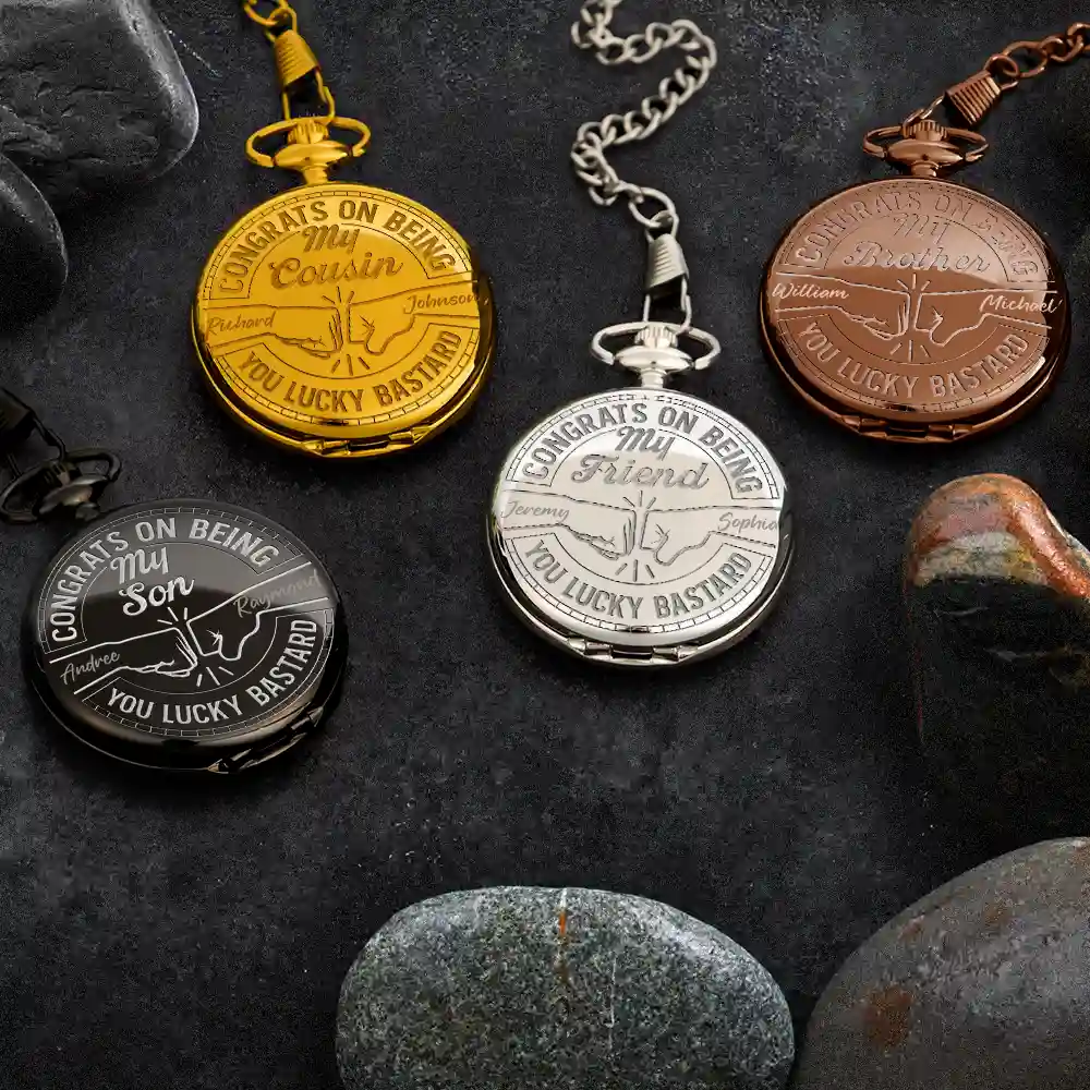 Congrats On Being My Brother You Lucky Man - Personalized Pocket Watch - Image 3