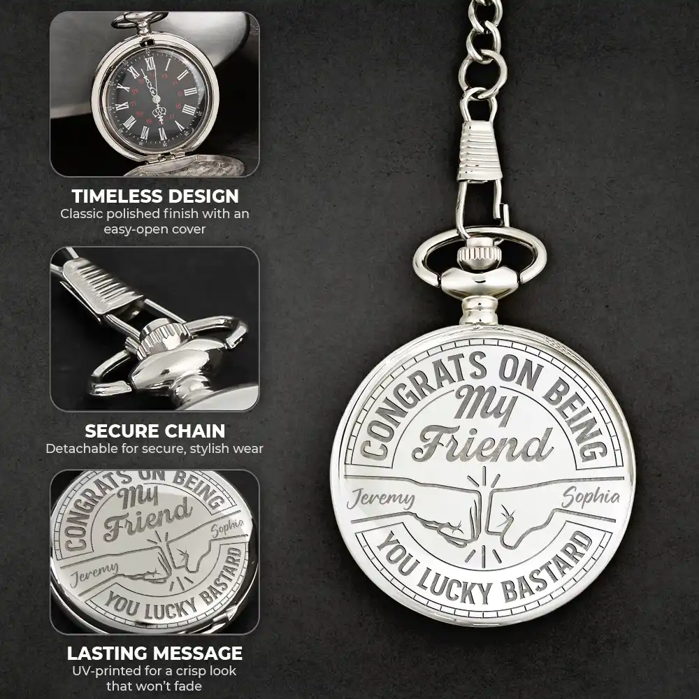 Congrats On Being My Brother You Lucky Man - Personalized Pocket Watch - Image 4