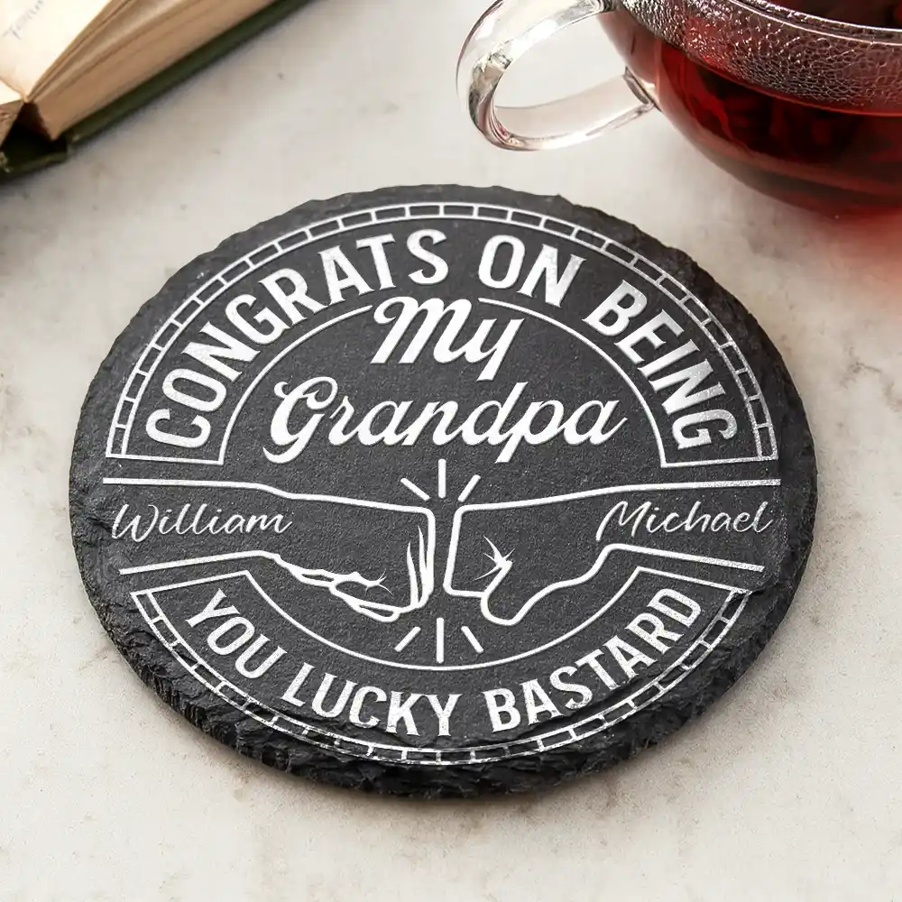 Congrats On Being My Brother You Lucky Man - Personalized Slate Coaster - Image 2