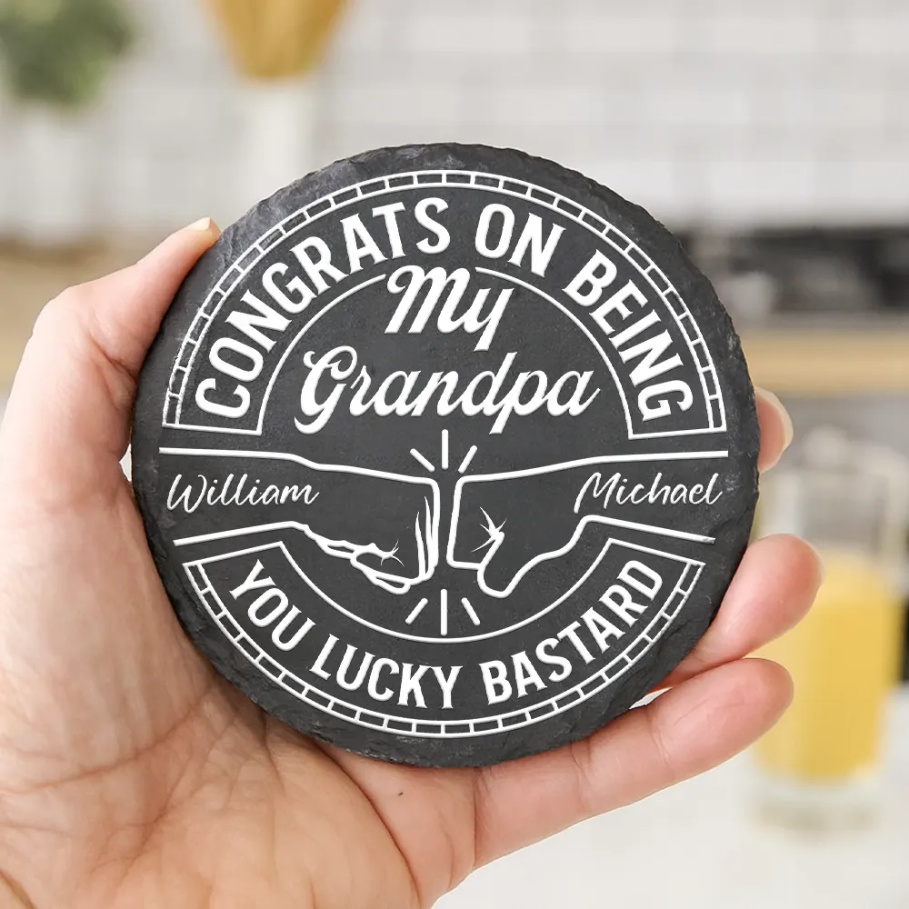 Congrats On Being My Brother You Lucky Man - Personalized Slate Coaster - Image 4