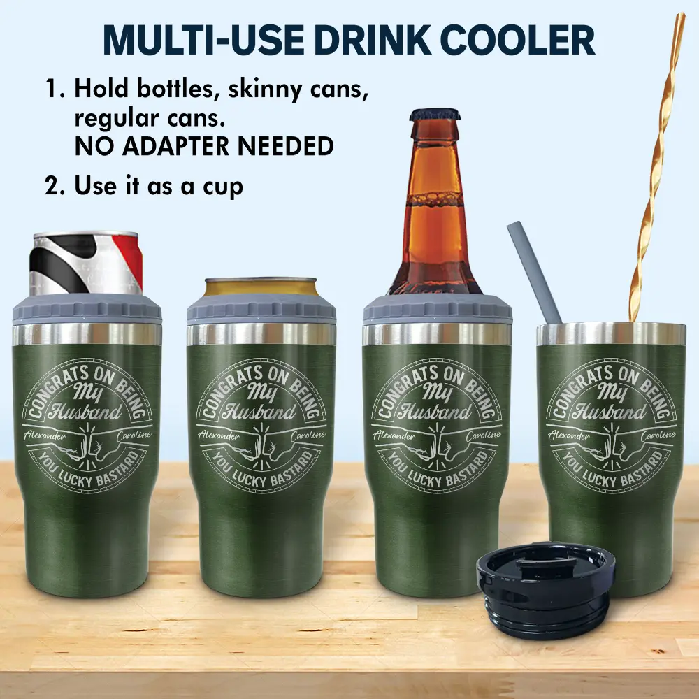 Congrats On Being My Brother You Lucky Man - Personalized Triple 3 In 1 Can Cooler - Image 2