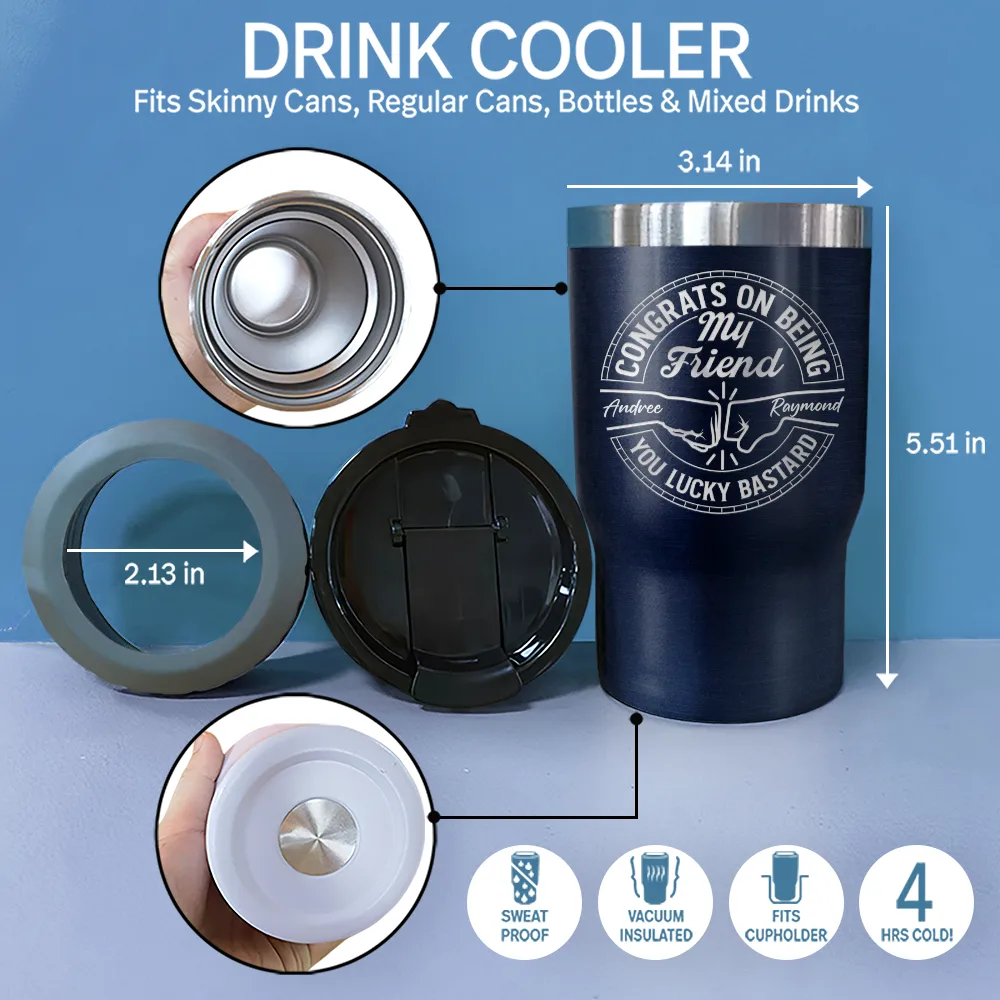 Congrats On Being My Brother You Lucky Man - Personalized Triple 3 In 1 Can Cooler - Image 4