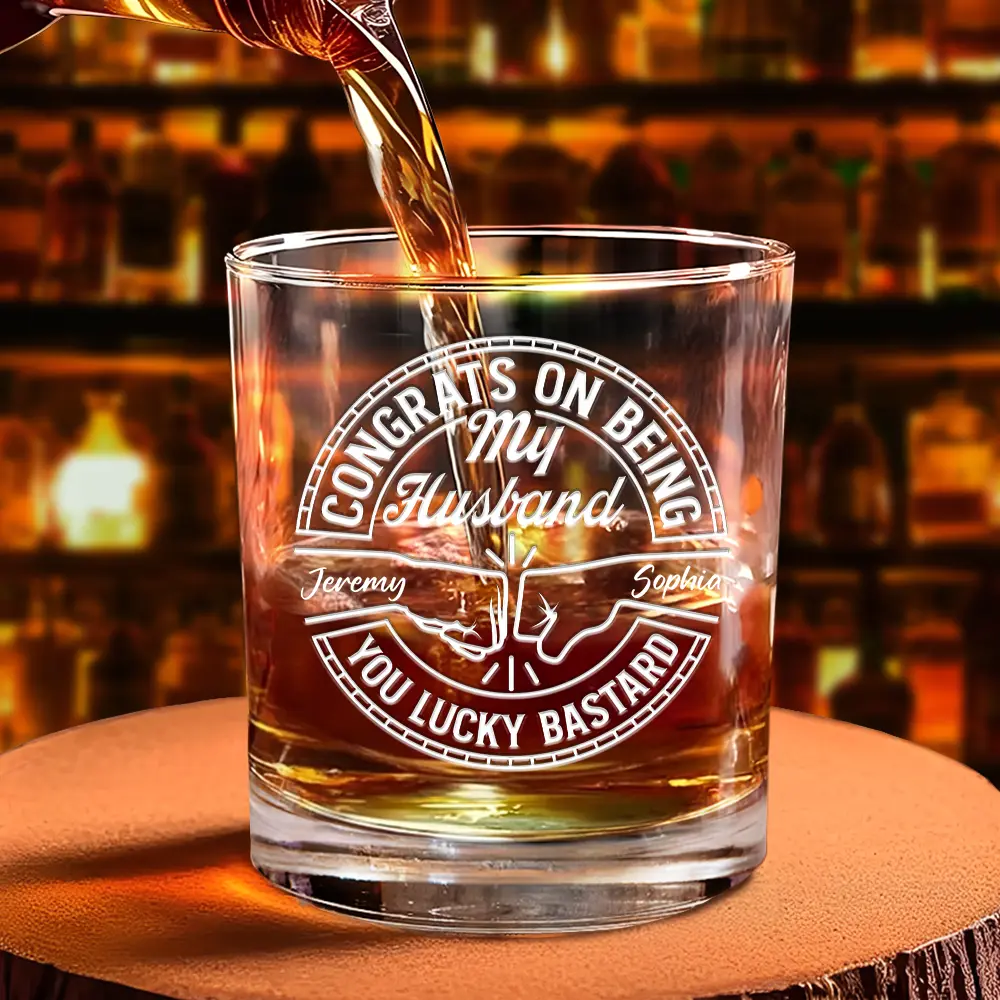 Congrats On Being My Brother You Lucky Man - Personalized Whiskey Glass - Image 4