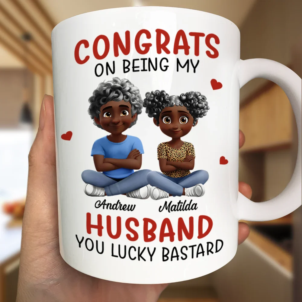 Congrats On Being My Husband 3D Effect Couple Cross Arms - Personalized Mug - Image 3