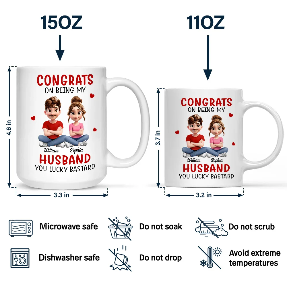 Congrats On Being My Husband 3D Effect Couple Cross Arms - Personalized Mug - Image 4