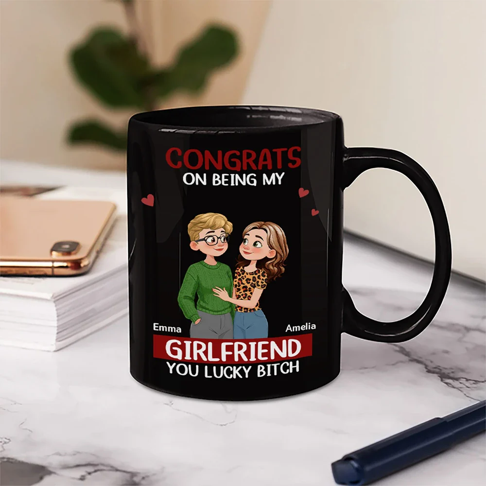 Congrats On Being My Husband Animate Hugging Couple - Personalized Mug - Image 5
