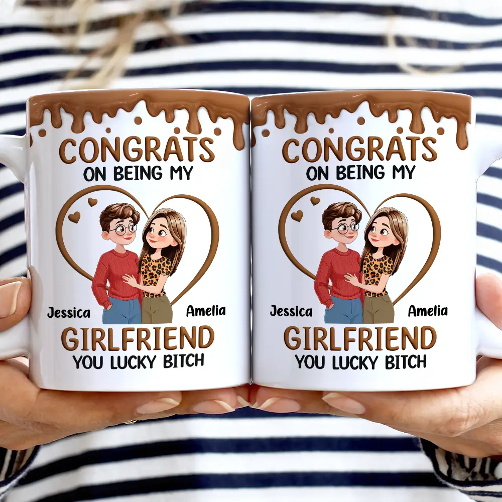 Congrats On Being My Husband Animate Hugging Couple - Personalized White Edge-to-Edge Mug - Image 2