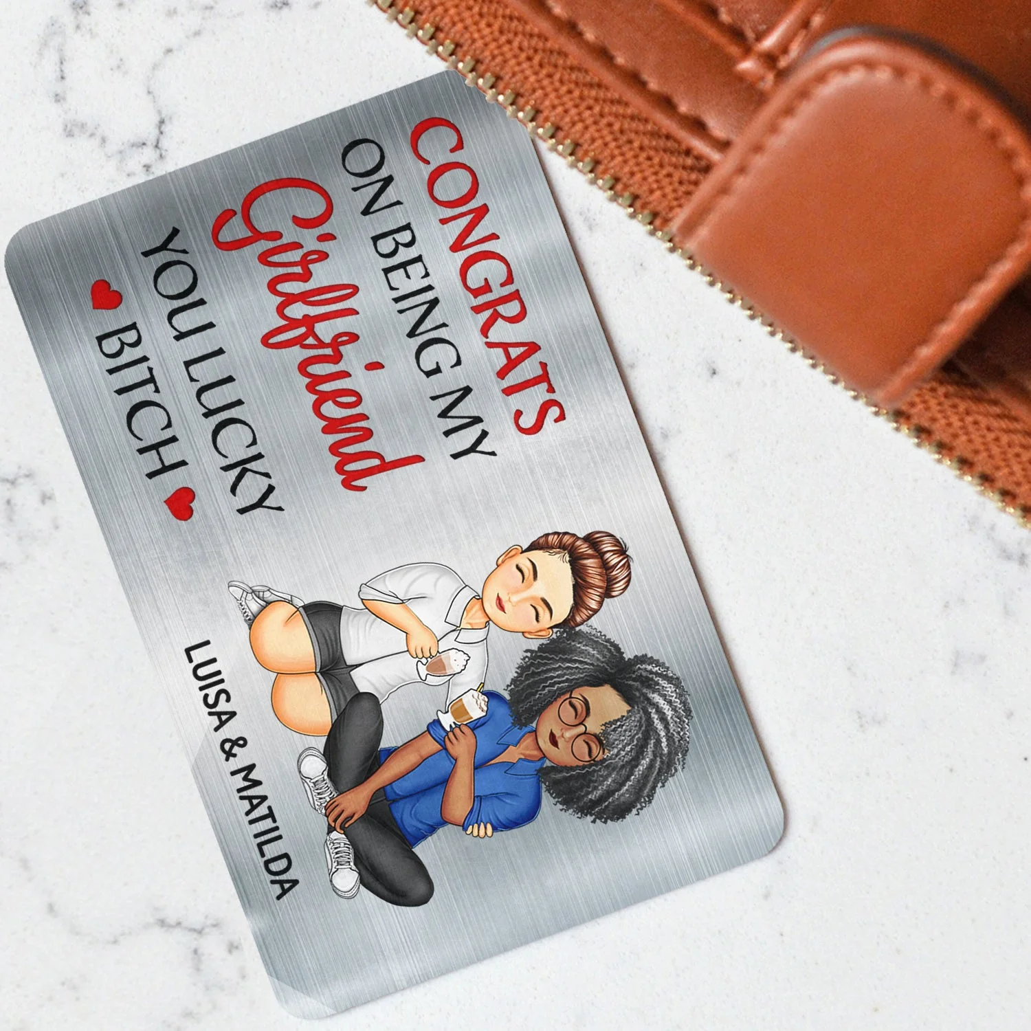 Congrats On Being My Husband - Anniversary Gift For Spouse, Lover, Couple - Personalized Aluminum Wallet Card - Image 3