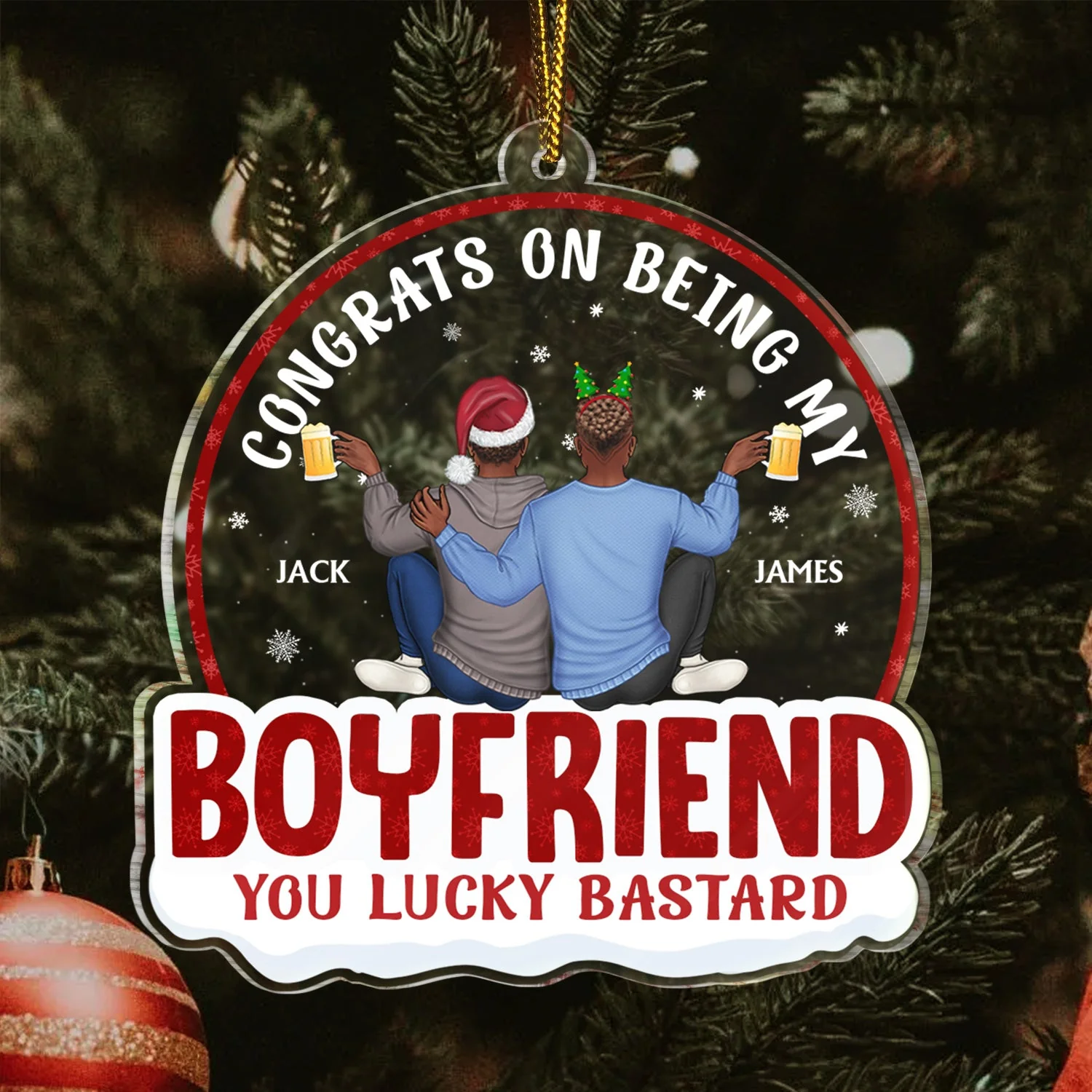 Congrats On Being My Husband Backside - Anniversary, Christmas Gift For Couples, Husband, Wife - Personalized Custom Shaped Acrylic Ornament - Image 3