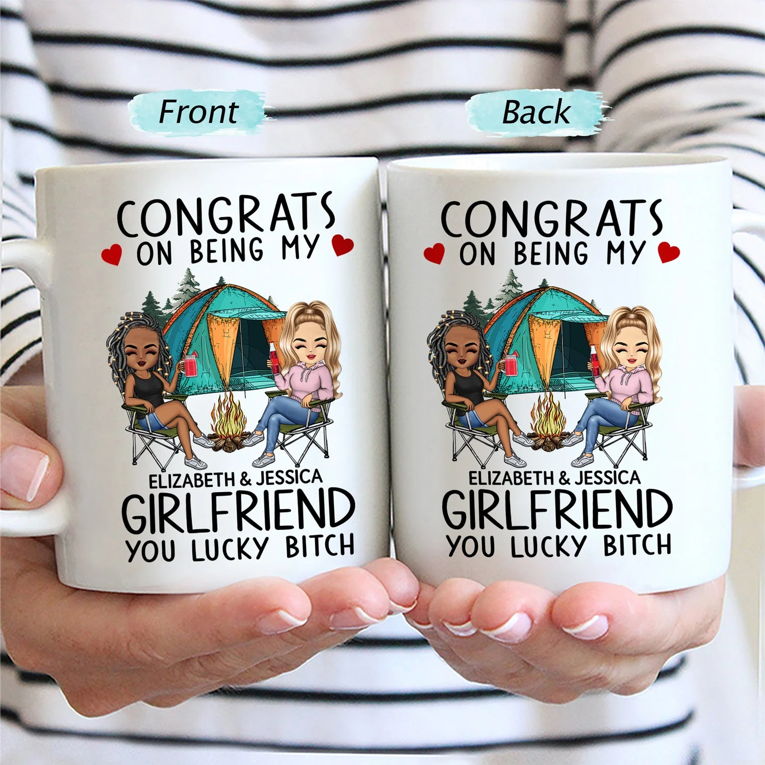 Congrats On Being My Husband Camping - Anniversary, Vacation, Funny Gift For Couples, Family - Personalized Mug - Image 2