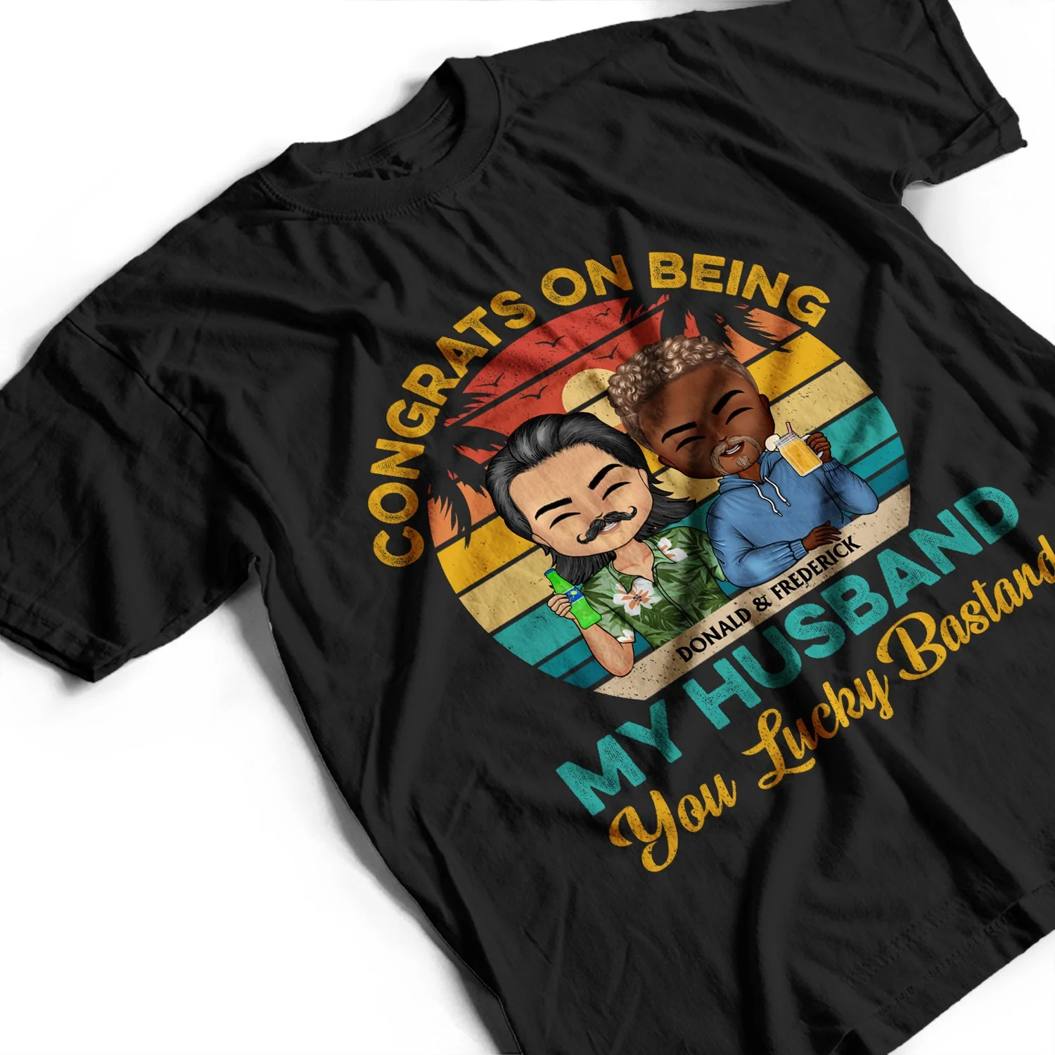 Congrats On Being My Husband Chibi - Anniversary, Vacation, Funny Gift For Couples, Family - Personalized Custom T Shirt - Image 3