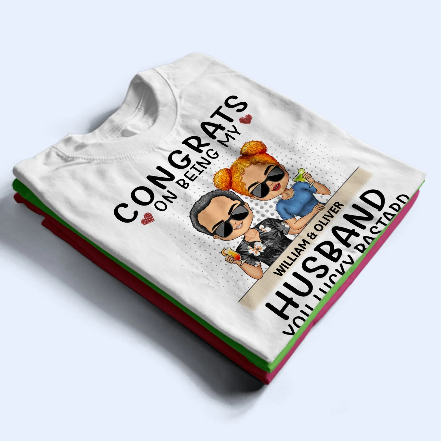 Congrats On Being My Husband Chibi - Anniversary, Vacation, Funny Gift For Couples, Family - Personalized T Shirt - Image 2