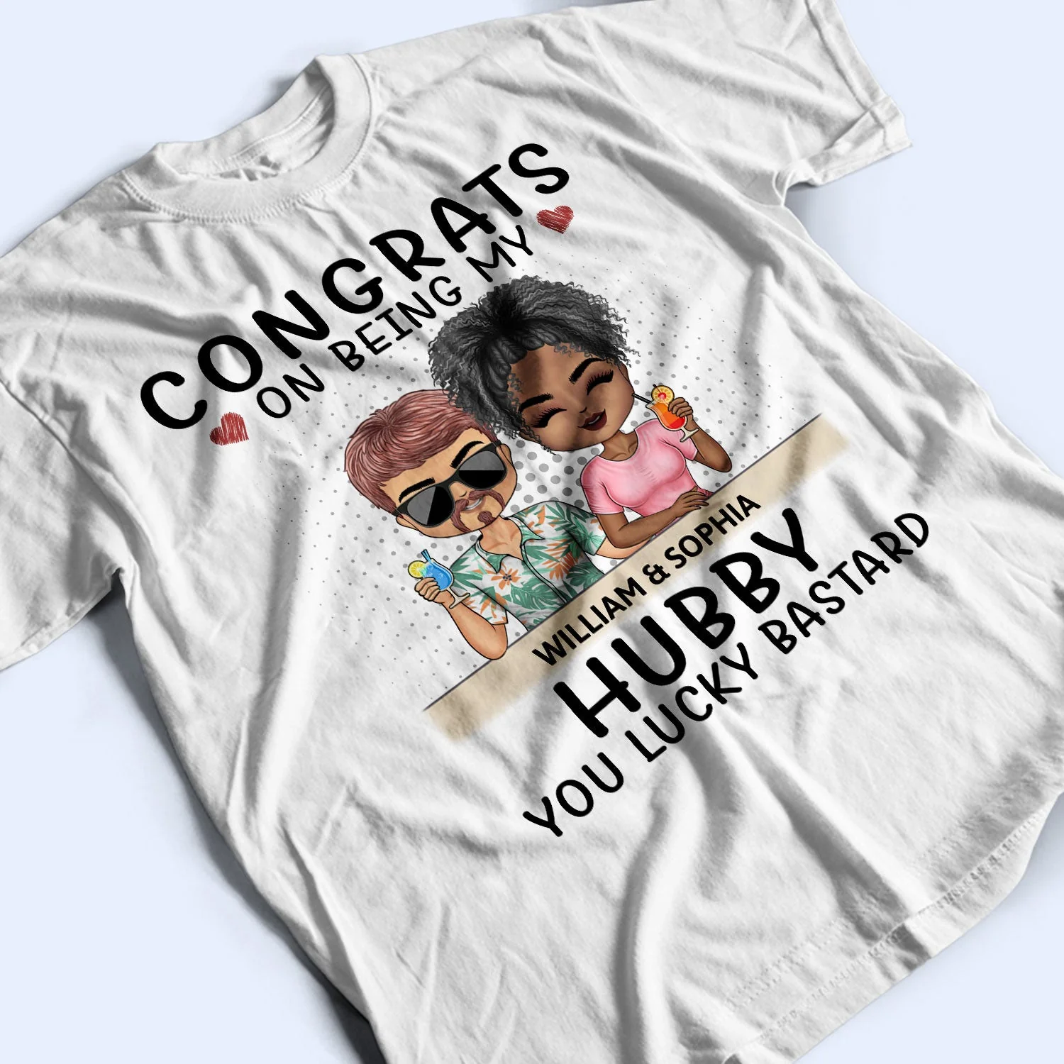 Congrats On Being My Husband Chibi - Anniversary, Vacation, Funny Gift For Couples, Family - Personalized T Shirt - Image 3