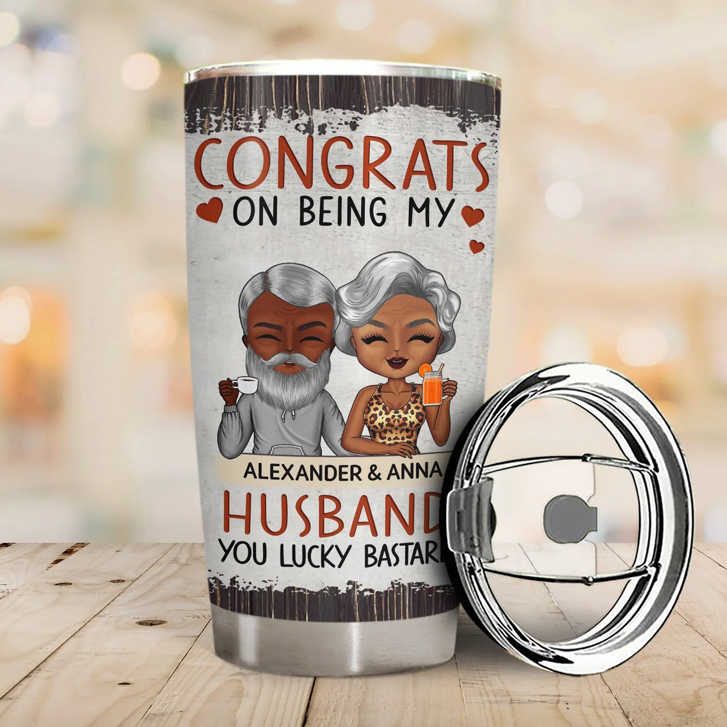Congrats On Being My Husband Chibi - Anniversary, Vacation, Funny Gift For Couples, Family - Personalized Tumbler - Image 2