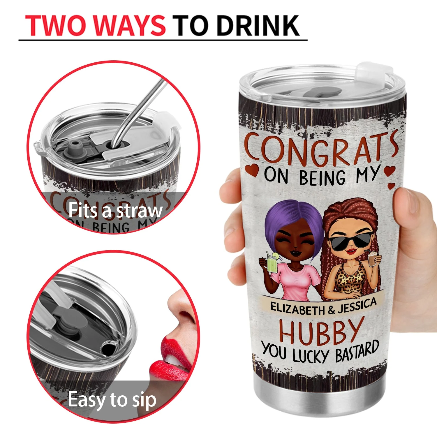 Congrats On Being My Husband Chibi - Anniversary, Vacation, Funny Gift For Couples, Family - Personalized Tumbler - Image 4