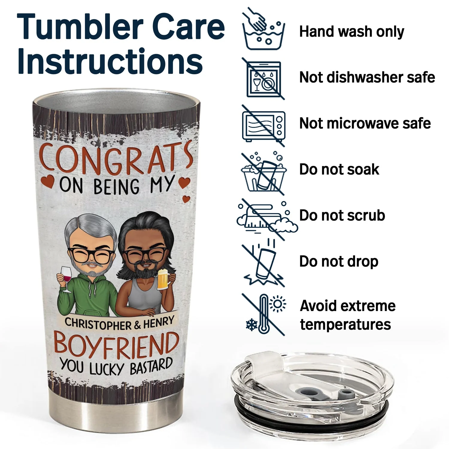 Congrats On Being My Husband Chibi - Anniversary, Vacation, Funny Gift For Couples, Family - Personalized Tumbler - Image 5
