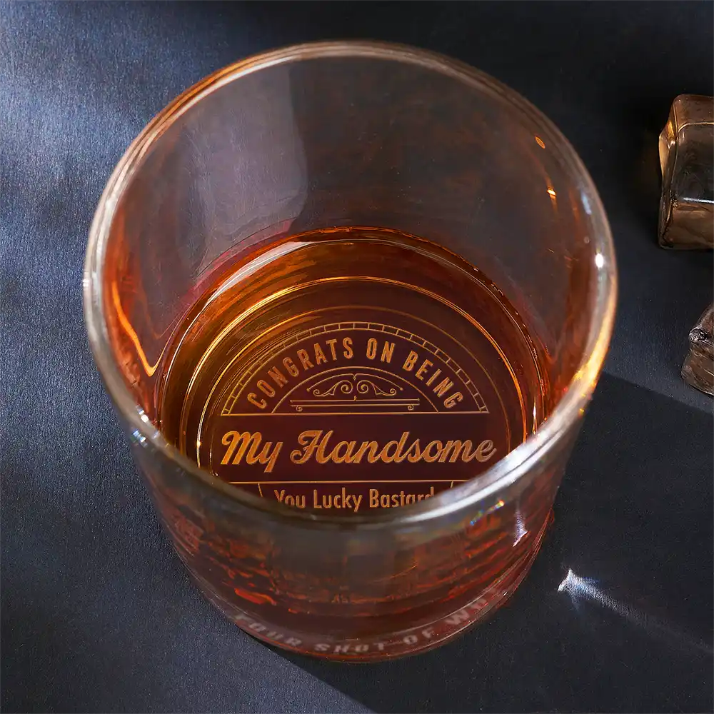 Congrats On Being My Husband From Your Wifey - Personalized Engraved Whiskey Glass - Image 3