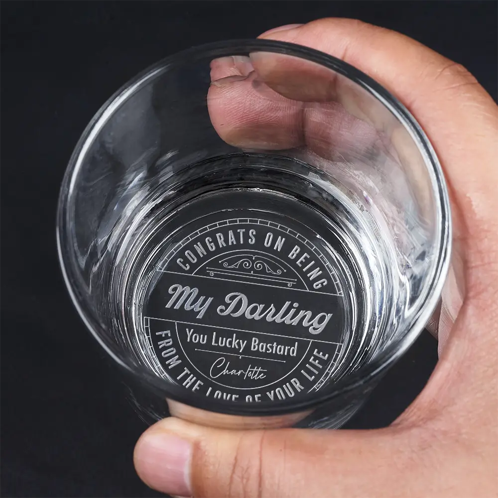 Congrats On Being My Husband From Your Wifey - Personalized Engraved Whiskey Glass - Image 4