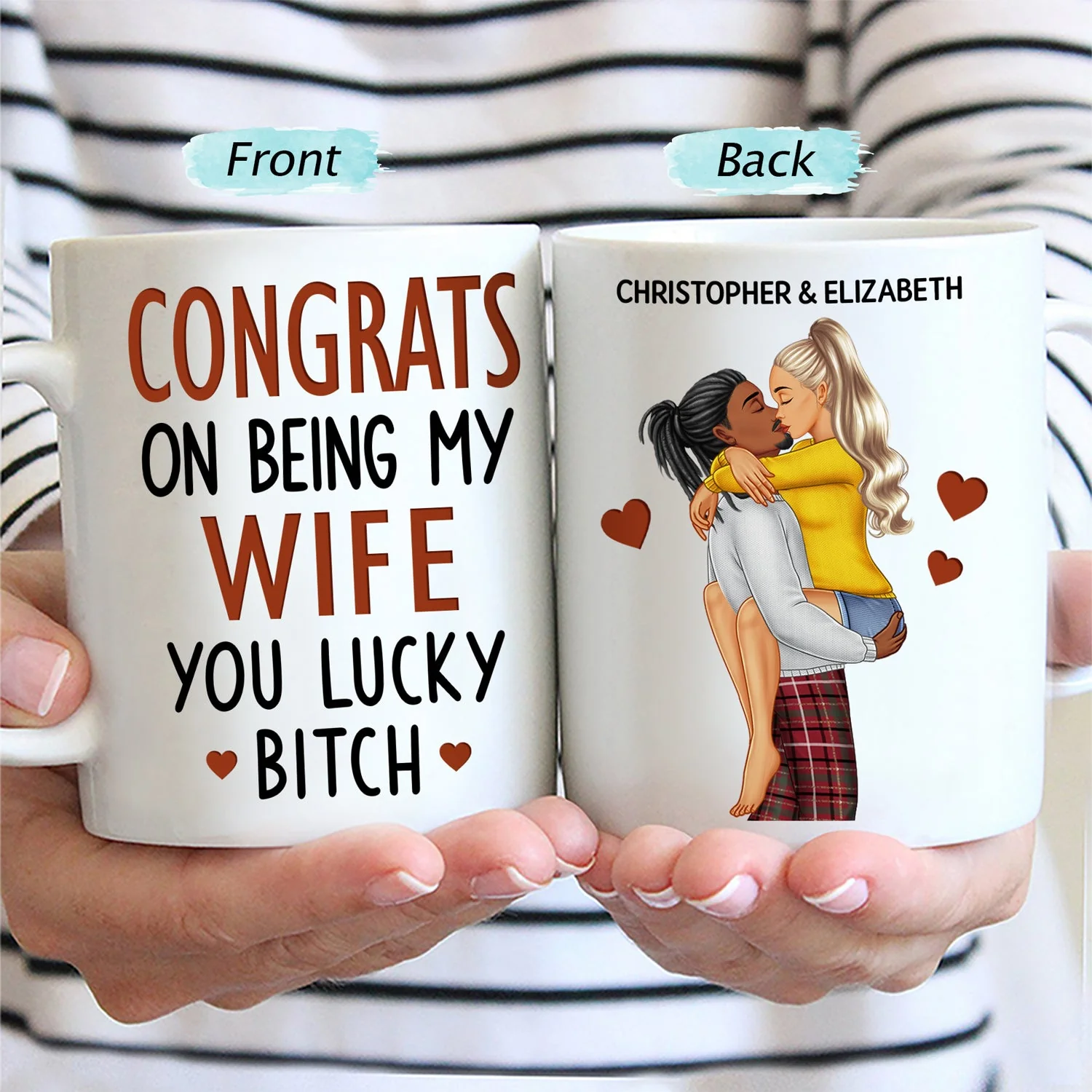 Congrats On Being My Husband Kissing Couple - Anniversary, Vacation, Funny Gift For Couples, Family - Personalized Mug - Image 2