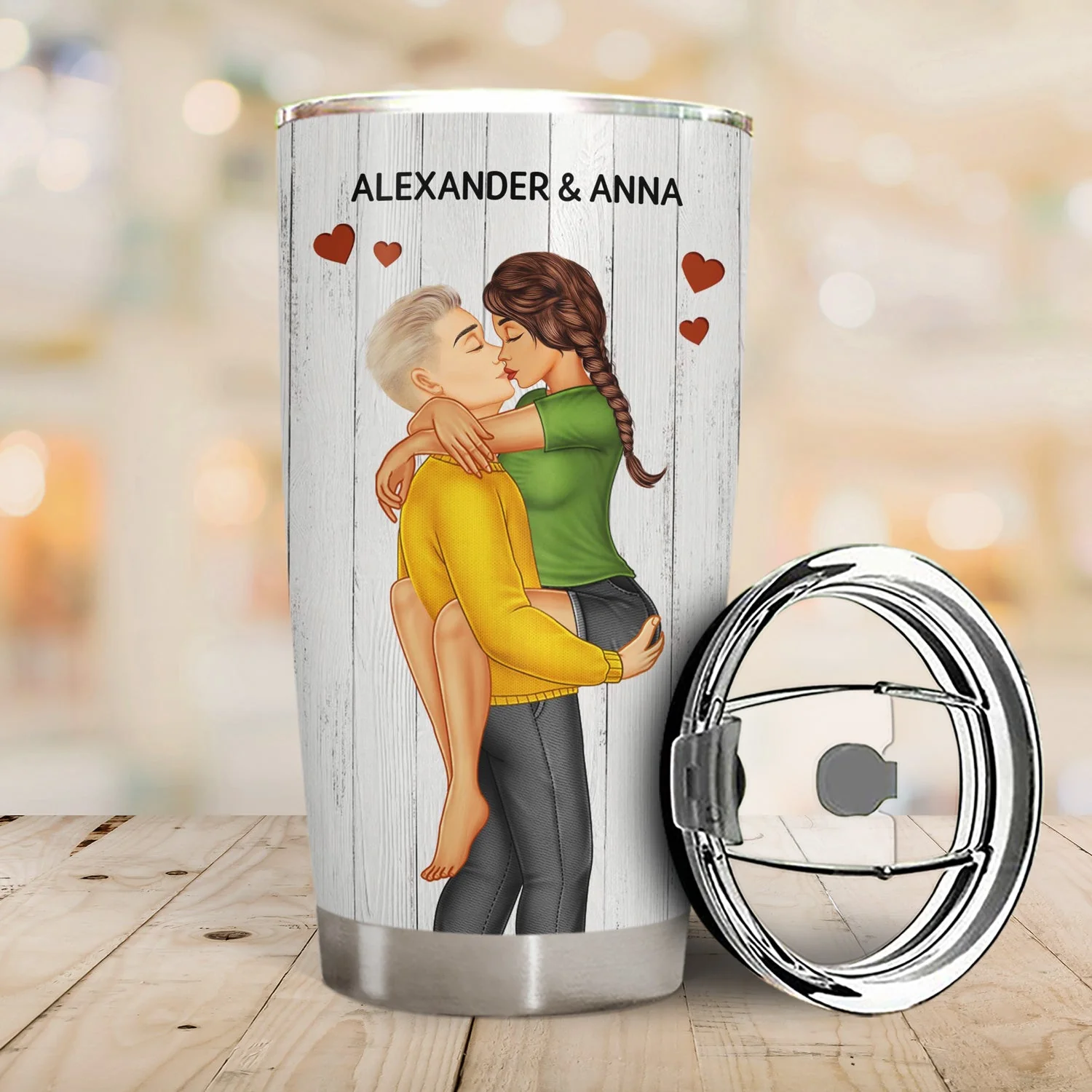 Congrats On Being My Husband Kissing Couple - Anniversary, Vacation, Funny Gift For Couples, Family - Personalized Tumbler - Image 2