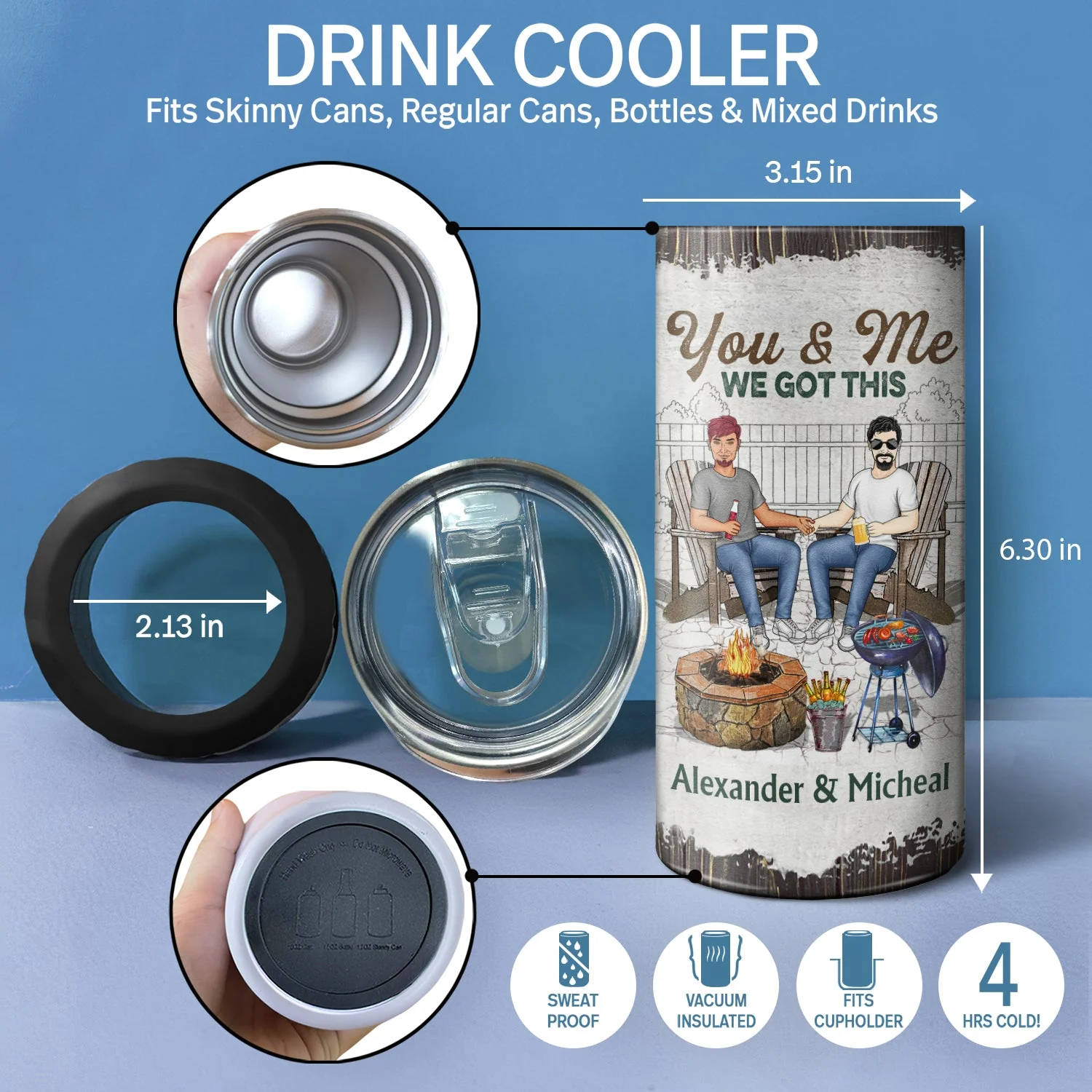 Congrats On Being My Husband - Loving Gift For Couples - Personalized Custom 4 In 1 Can Cooler Tumbler - Image 4