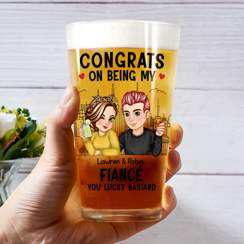 Congrats On Being My Husband - Personalized Beer Glass - Image 3
