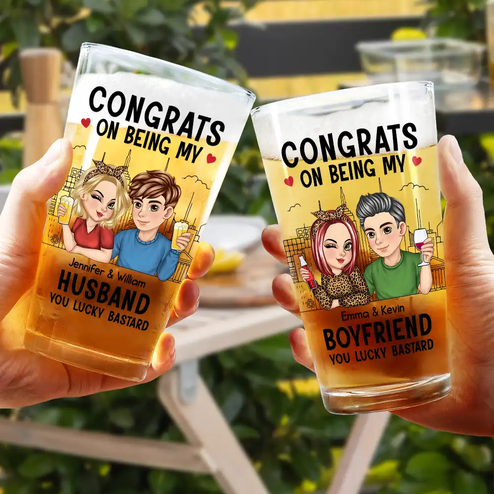 Congrats On Being My Husband - Personalized Beer Glass - Image 4