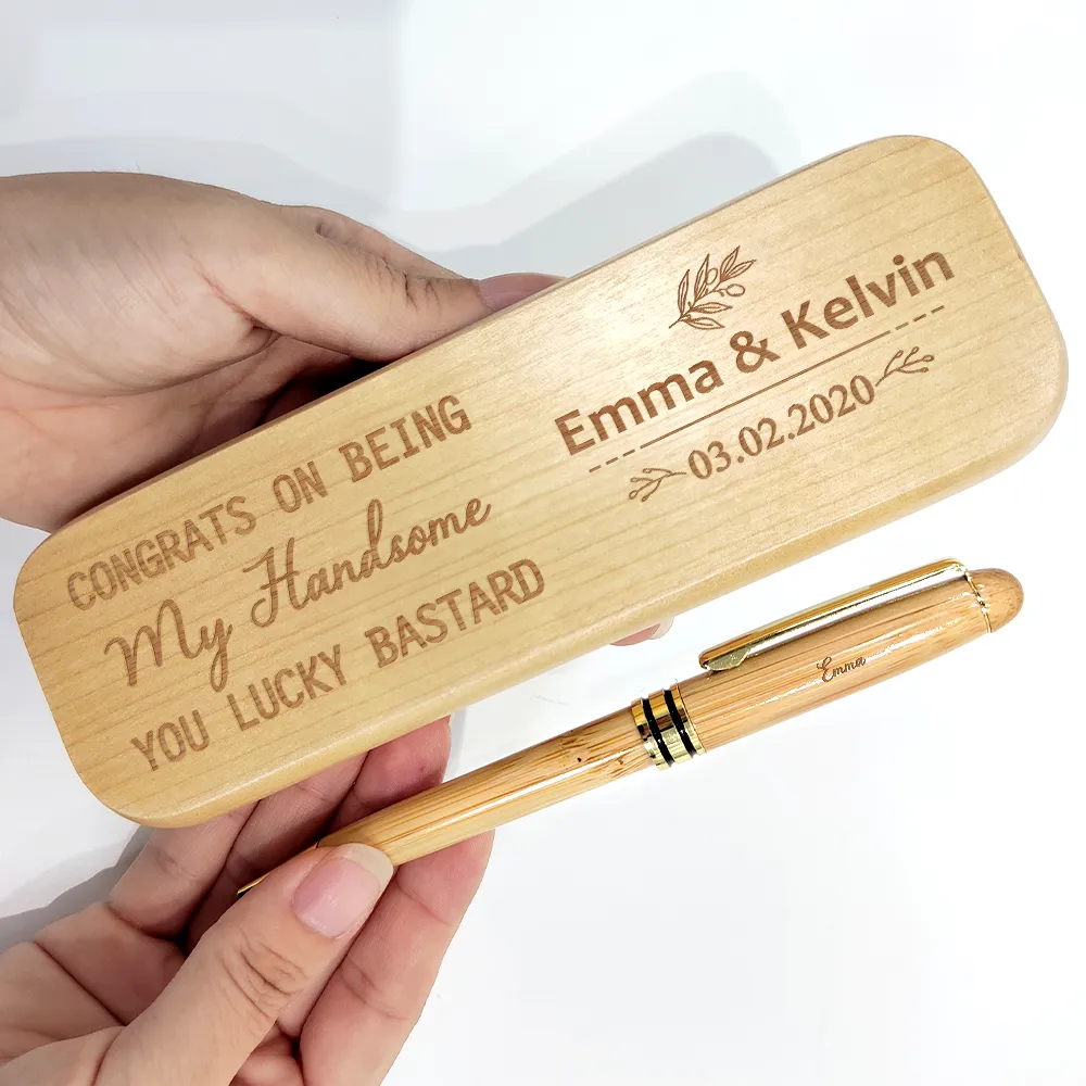 Congrats On Being My Husband - Personalized Wooden Pen Set - Image 5