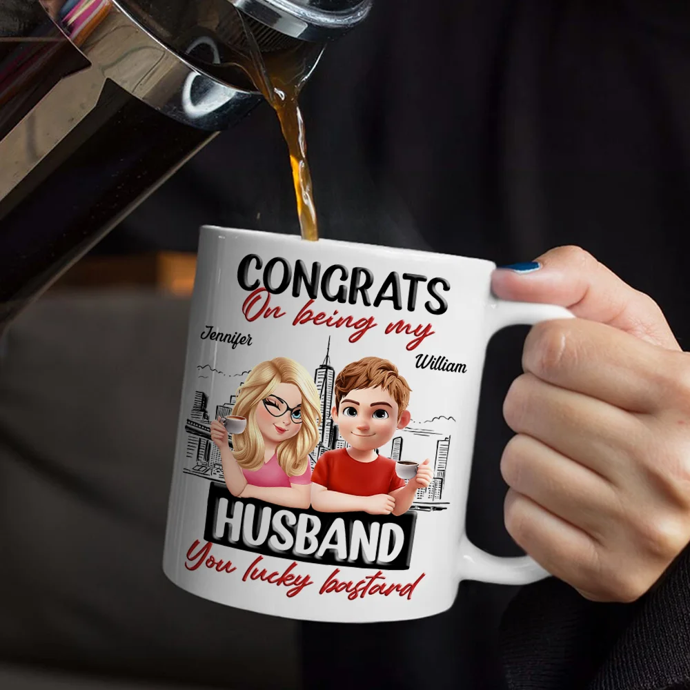 Congrats On Being My Husband Wife 3D Effect Couple - Personalized Mug - Image 5