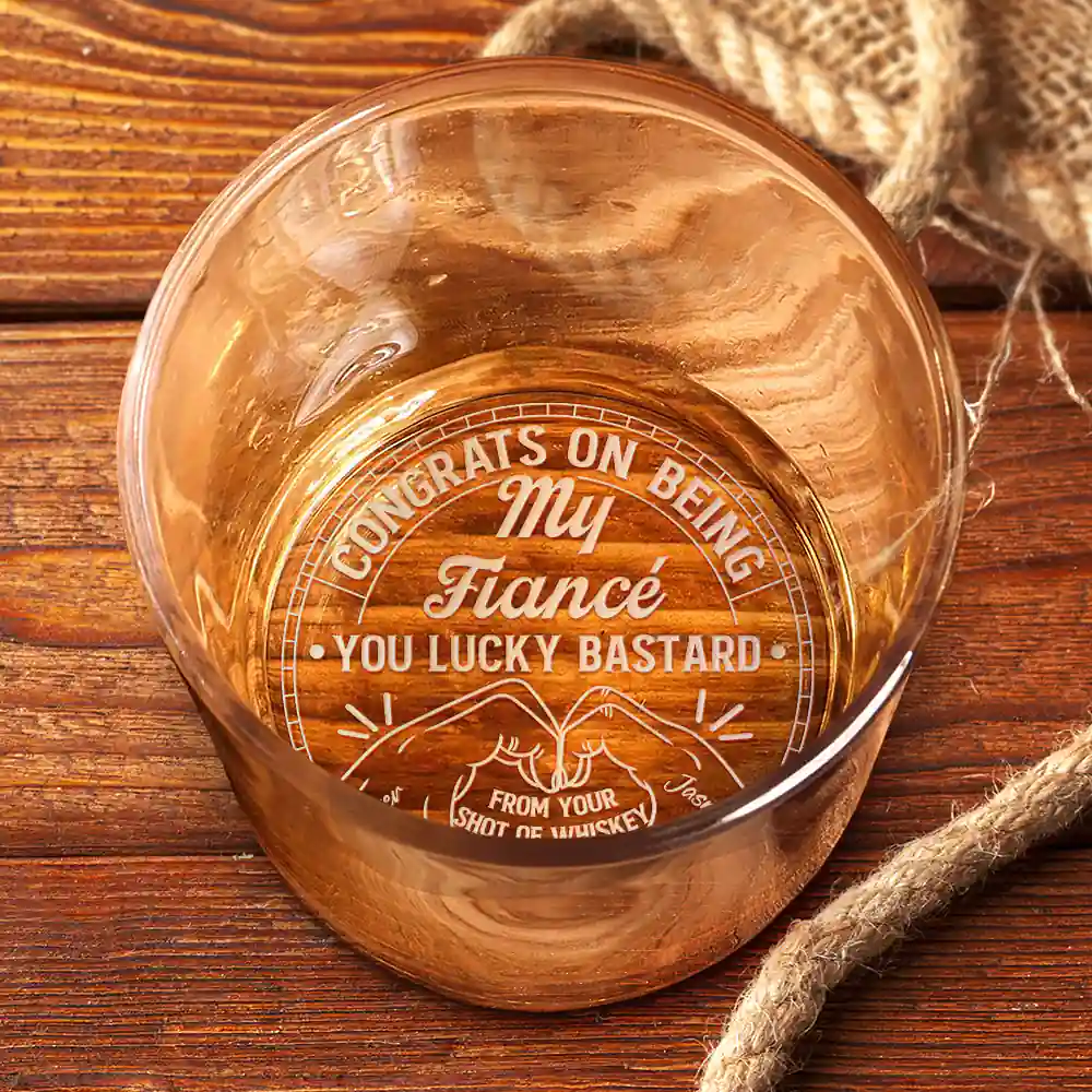 Congrats On Being My Husband You Lucky Man Heart Sign Couple Hand - Personalized Engraved Whiskey Glass - Image 3