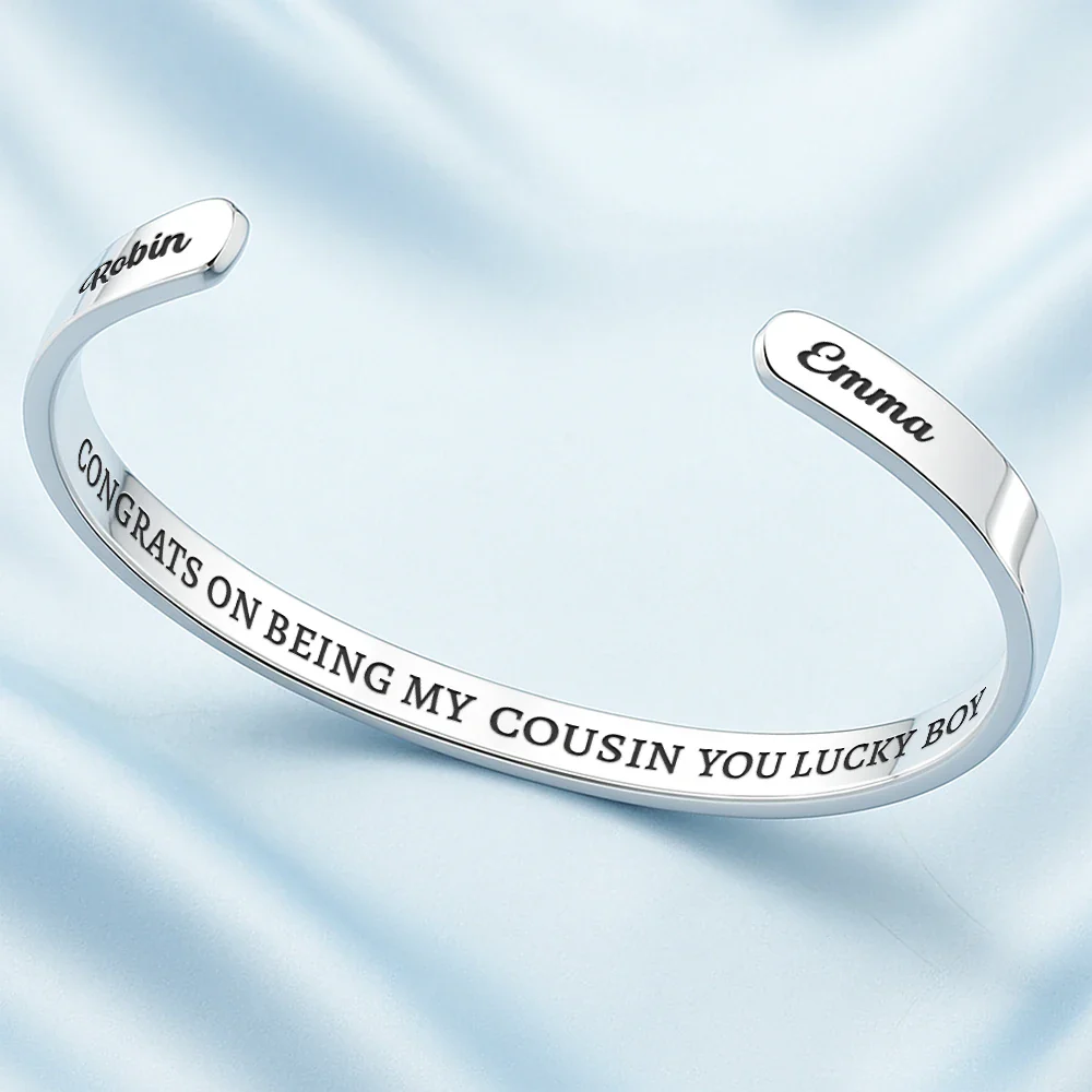 Congrats On Being My Sister You Lucky Girl - Personalized Bangle Bracelet Cuff - Image 3