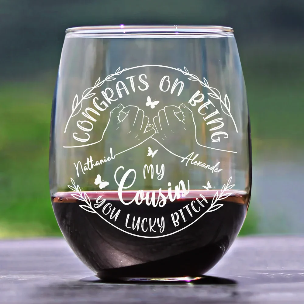 Congrats On Being My Sister You Lucky Girl - Personalized Stemless Wine Glass - Image 2