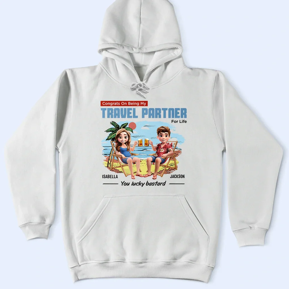 Congrats On Being My Travel Partner For Life - Personalized T Shirt - Image 4
