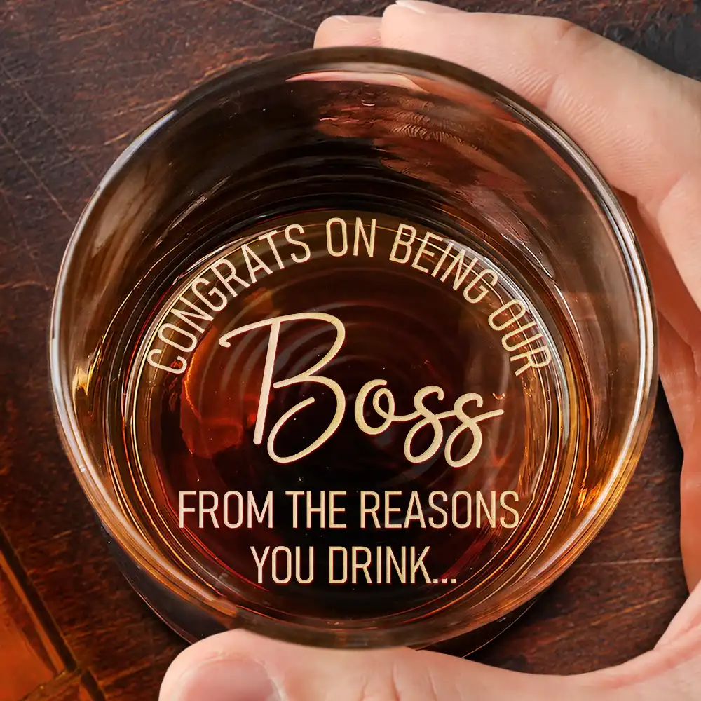 Congrats On Being Our Boss - Personalized Engraved Whiskey Glass - Image 2