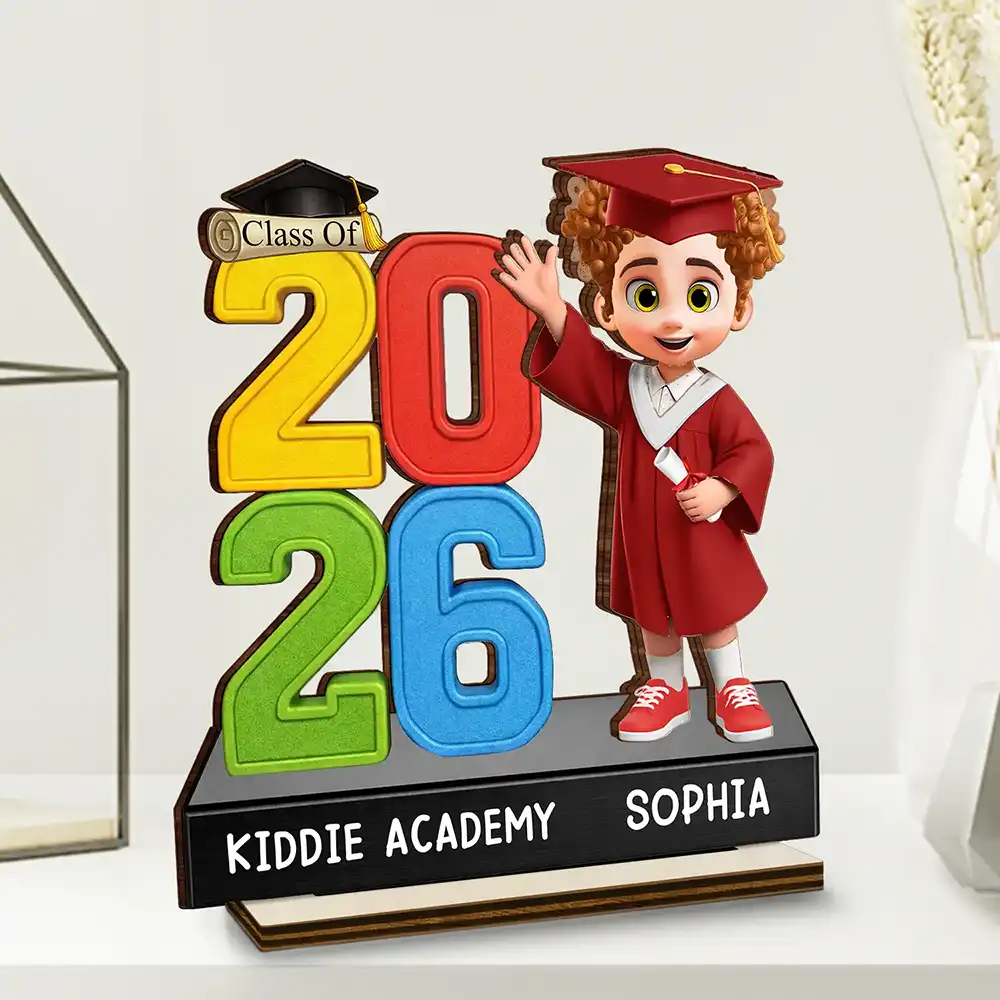 Congrats Pre-k Preschool Kindergarten Graduated - Personalized Custom Shaped Wooden Plaque - Image 2