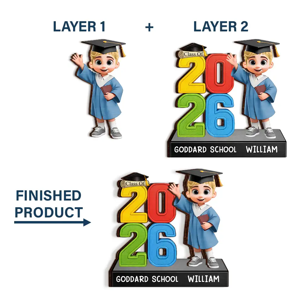 Congrats Pre-k Preschool Kindergarten Graduated - Personalized Custom Shaped Wooden Plaque - Image 5