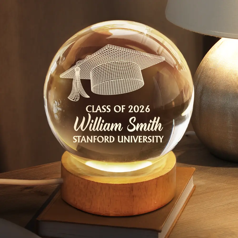 Congratulations Graduate - Personalized Crystal Globe Lamp - Image 2