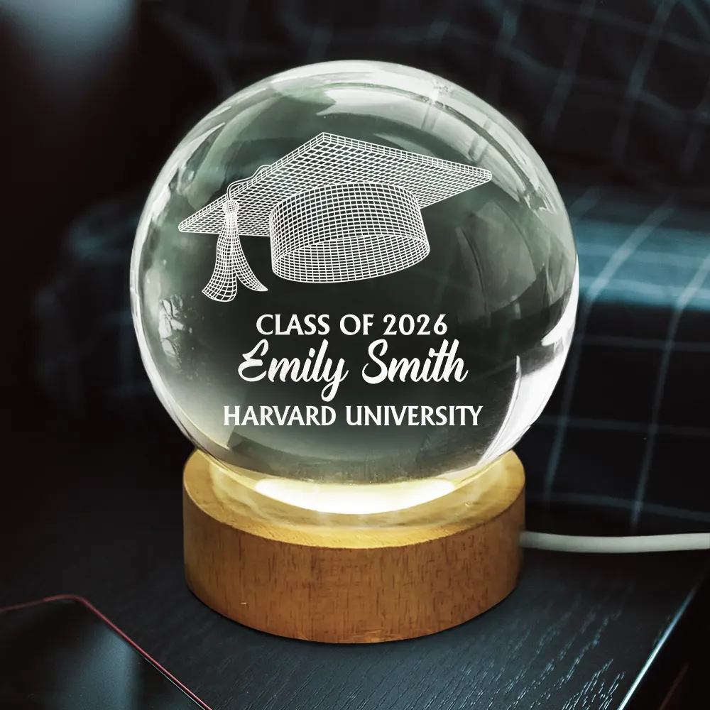 Congratulations Graduate - Personalized Crystal Globe Lamp - Image 3