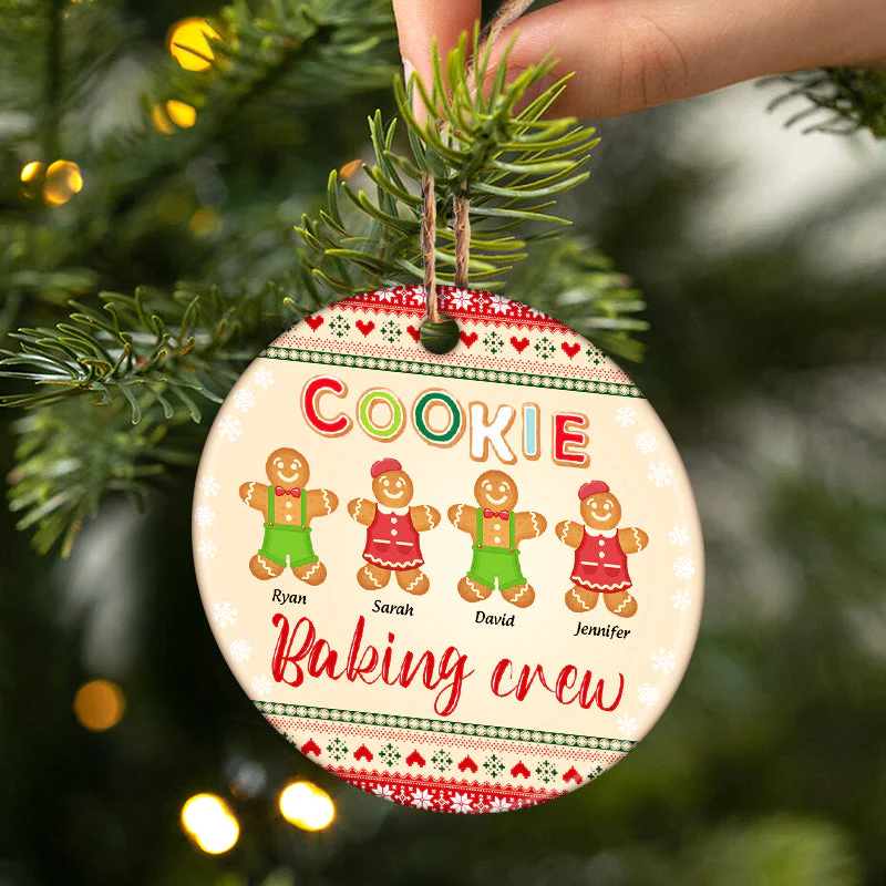 Cookie Baking Crew - Christmas Gift - Personalized Custom Circle Ceramic Ornament - Image 3
