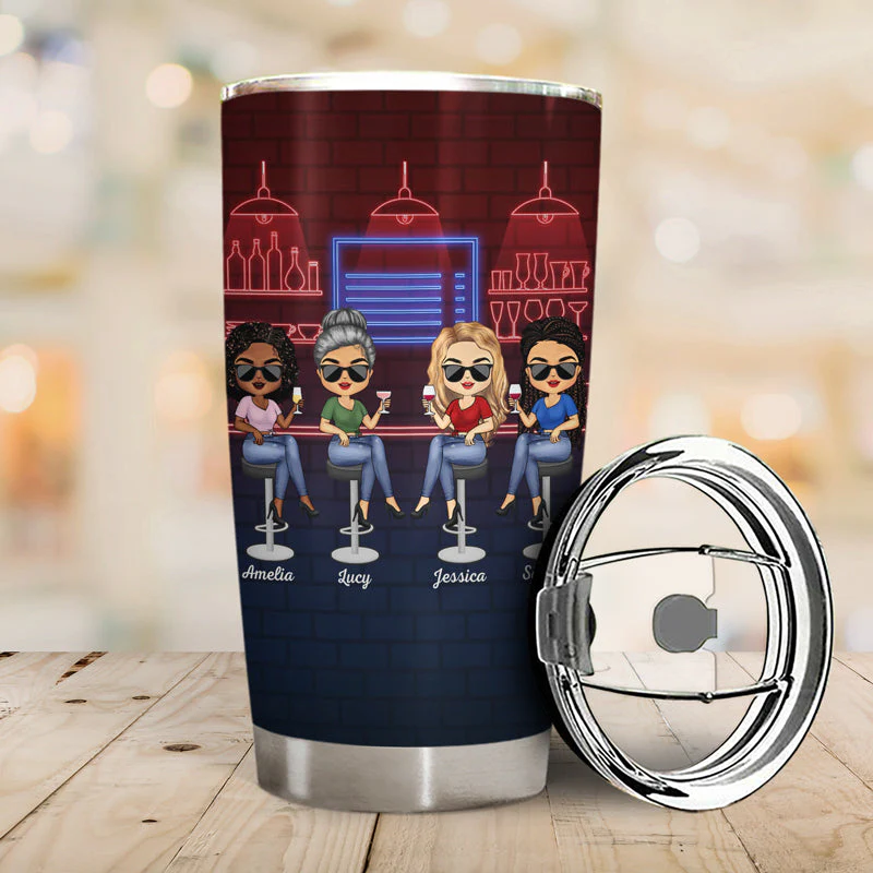 Thank You For Standing By My Side Best Friends Bar Girls - Bestie BFF Gift - Personalized Custom Tumbler - Image 2