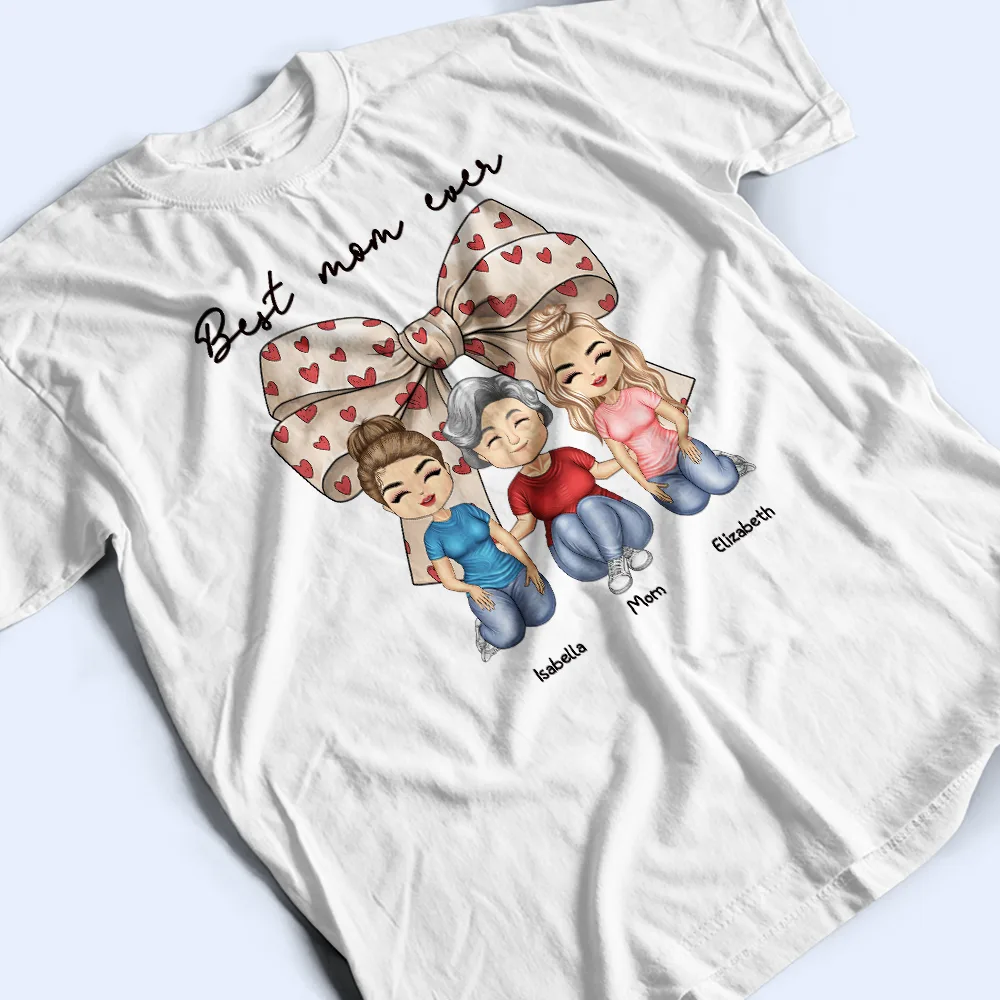 Coquette Bow Best Mom Ever - Personalized T Shirt - Image 3
